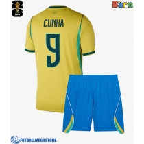 Fotballdrakt Barn Brasil Matheus Cunha #9 Hjemmedraktsett VM 2026 Kortermet (+ Korte bukser)